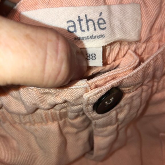 athe Vanessa Bruno pink peach lycocell cropped Paperbag pants 38 4 28" - Picture 2 of 4